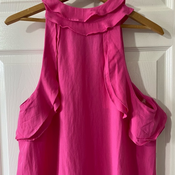 NWT Entro Pink Cold Shoulder Halter Top with Bow - Picture 3 of 11